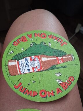 Nascar Budweiser Green Frog 'Jump On A Bud' Coaster
